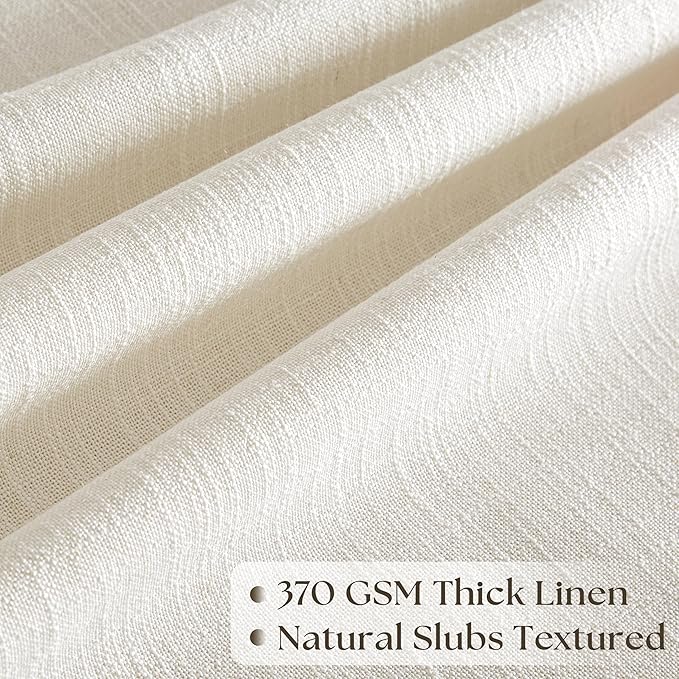 Pinch Pleat 102 Inch Long Curtains Linen Curtains for Living Room Bedroom Light Filtering Privacy Neutral 102 Inch Pleated Drapes Hooks Rings Back Tab for Window Sliding Door Natural Cream 1 Panel