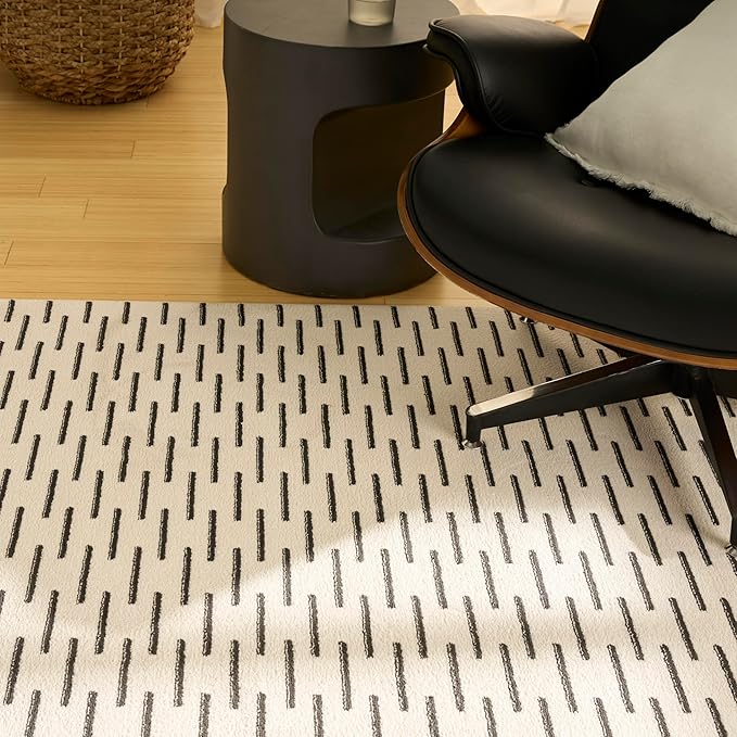 Nourison Home Nordic Ivory Black 5' x 7' Area Rug - Easy Clean, Non Shedding, Bed Room, Living Room, Dining Room, Kitchen (5' x 7')