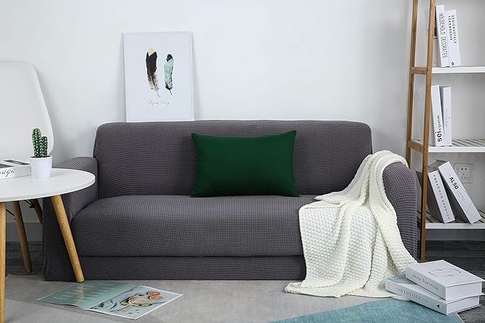 TangDepot Handmade Decorative Solid 100% Cotton Canvas Throw Pillow Covers/Pillow Shams, (12"x18", Deep Green)