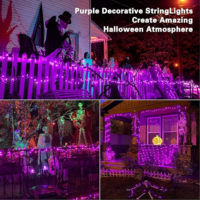 Brizled Purple Halloween Lights, 33ft 100 LED Halloween Lights Outdoor, Connectable Purple String Light 120V UL Certified Christmas Tree Light, Indoor Xmas Light for Xmas Tree Party Home Decorations