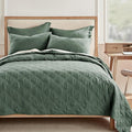 Levtex Home - 100% Linen Front/100% Cotton Back - Full/Queen Quilt - Washed Linen - Green Forest - Quilt Size (88 x 92in.)