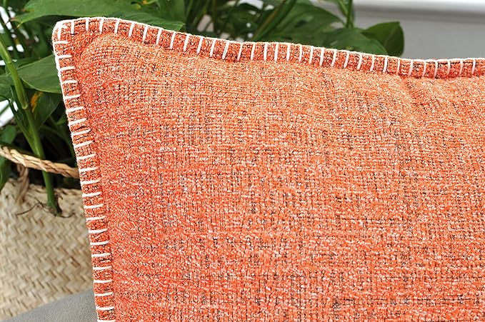 22x22 Orange Pillow Cover Set of 2 Soft Textured Chenille Comfy Cozy Large Cushion Covers for Couch Pillows Modern Decor Square Big Pillows Cases for Sofa Pillows Fall Decor Farmhouse Throw Pillows
