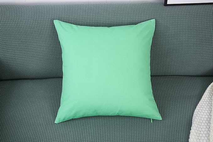 TangDepot Handmade Decorative Solid 100% Cotton Canvas Throw Pillow Covers/Cushion Covers, 45 Colors Available - (28" x 28", Mint Green)