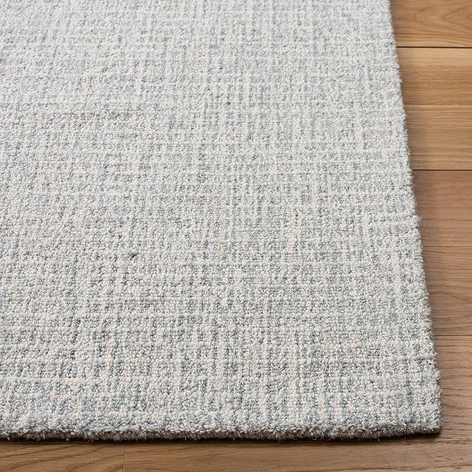 SAFAVIEH Abstract Collection Area Rug - 6' Square, Light Grey & Ivory, Handmade Wool, Ideal for High Traffic Areas in Living Room, Bedroom (ABT468F)