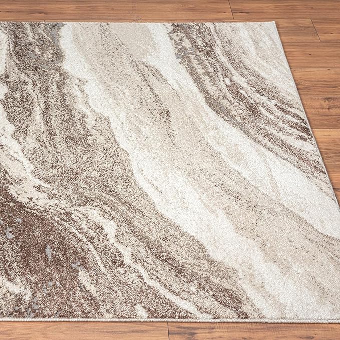 LUXE WEAVERS Lagos Collection 7983 Brown 5x7 Art Deco Geometric Area Rug