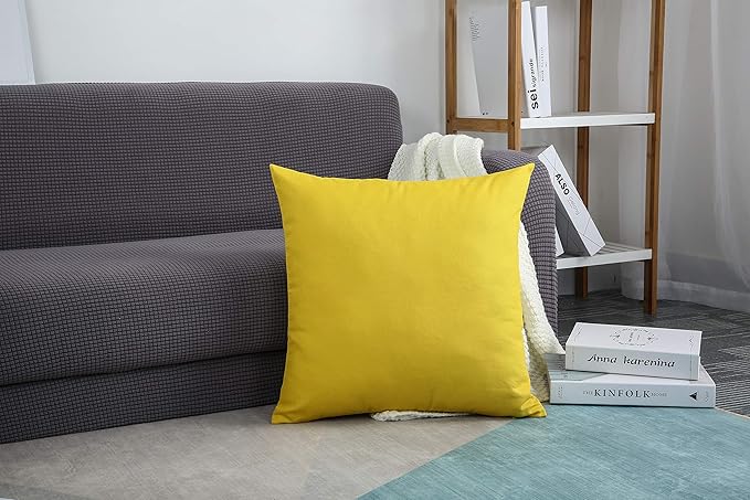 TangDepot Handmade Decorative Solid 100% Cotton Canvas Throw Pillow Covers/Pillow Shams, (26" x26" , Deep Yellow, 1 Count (Pack of 1))