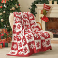 Snuggle Sac Checkered Blanket, Red Flower Throw Blanket for Christmas Couch Plaid Microfiber Fluffy Warm Cozy Fuzzy Soft Reversible Checkerered Blankets for Sofa, Chair, Bed, 50x60 inches