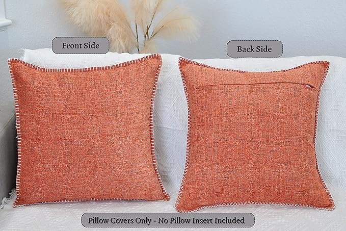 22x22 Orange Pillow Cover Set of 2 Soft Textured Chenille Comfy Cozy Large Cushion Covers for Couch Pillows Modern Decor Square Big Pillows Cases for Sofa Pillows Fall Decor Farmhouse Throw Pillows