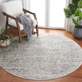 SAFAVIEH Madison Collection 9' Round Silver Ivory MAD603G Oriental Snowflake Medallion Distressed Non-Shedding Dining Room Entryway Foyer Living Room Bedroom Area Rug