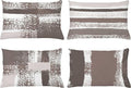 Ambesonne Grunge Throw Pillow CushiCase Pack 4, Abstract Design Simplistic Minimal Stripes Brushstrokes Contemporary, Modern Accent Double-Sided Digital Printing, 20" x 12", Taupe Grey and Dimgray
