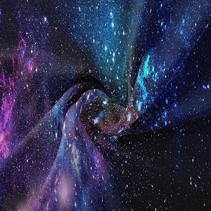 Tailor Shop Galaxy Comforter Set Universe Outer Space Blue and Purple Starry Sky Night Pattern Bedding Set for Girls Boys Kids King Size with 1 Comforter 2 Pillowcases……