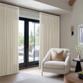 Extra Wide Pinch Pleat Curtains 120 Inches Long for Patio Sliding Glass Door Beige Linen 70 Inch Wide Curtain Memory Trained Pleated Drapes Hooks Rings 70x120 Curtain for Large Window 1 Panel