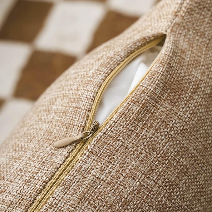 Home Brilliant Decoration Linen Set of 2 Large Pillow Covers Cushion Covers for Living Room Couch Patio, 26x 26 inch(66cm), Natural Linen