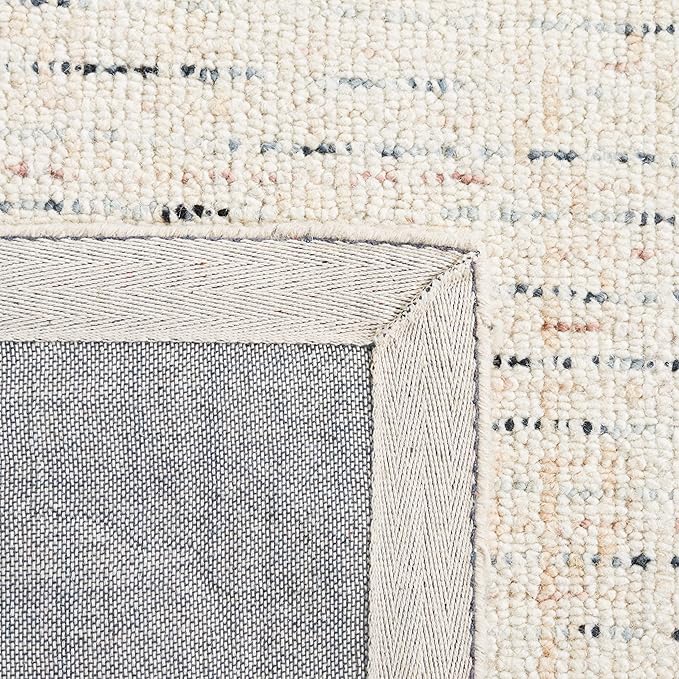 SAFAVIEH Abstract Collection Area Rug - 9' x 12', Ivory & Blue, Handmade Wool, Ideal for High Traffic Areas in Living Room, Bedroom (ABT468M)