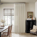 Neutral Flax Linen Curtains 84 Inches Long for Living Room Bedroom Pinch Pleated Back Tab Thick Drapes Neutral Decor Oatmeal Beige Semi Sheer 84 Inch Curtains for Dining Room Window W50xL84