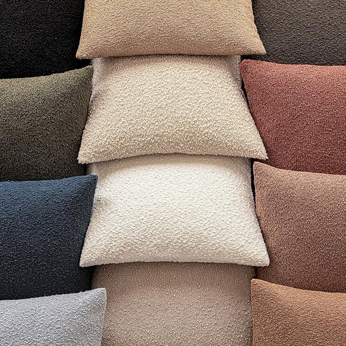 Foindtower Decorative Textured Boucle Throw Pillow Covers Accent Solid Pillow Cases Neutral Soft Cozy Couch Cushion Case for Chair Sofa Bedroom Living Room Home Decor 26x26 Inch,1PC,Light Khaki Tan