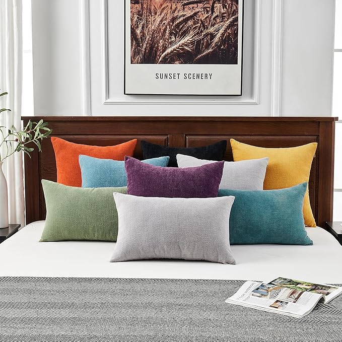 GAWAMAY Decorative Square 16x16 Inch Throw Pillow Covers Set of 2, Super Soft Chenille Pillows Farmhouse Fall Pillowcase for Living Room Bedroom Sofa Couch Cushion Cover Burnt Orange 40x40cm