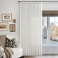 102 Inch Long Curtains Extra Wide 70 Inch Width Pinch Pleat Linen Curtains for Living Room Ivory Birch Light Filtering Privacy Boho Farmhouse Pleated Hooks Rings Back Tab Sliding Door 1 Panel 70x102