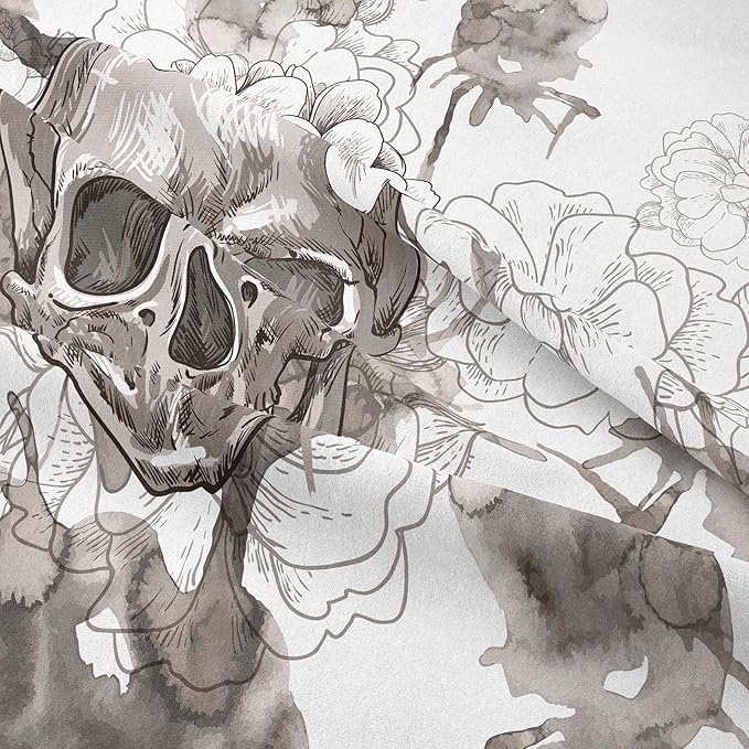 Tailor Shop Skull Comforter Set Queen Size, Gothic Fog Smoke Skull Skeleton Comforter Sets,Halloween Bedding Set, Grey Bedding Comforters for Young Man Boy Teens, with 1 Comforter 2 Pillowcases…