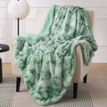 Bedsure GentleSoft Sherpa Fluffy Throw Blanket - Fleece Warm and Cozy Throw for Women Gift, Plush & Fuzzy Faux Fur Christmas Blanket for Couch, Bed Decor, Tie Dye Design, Sage Green, 50x60 Inches