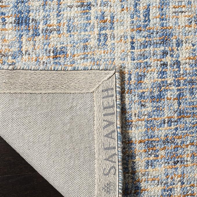 SAFAVIEH Abstract Collection Accent Rug - 2'3" x 4', Dark Blue & Rust, Handmade Wool, Ideal for High Traffic Areas in Entryway, Living Room, Bedroom (ABT468C)