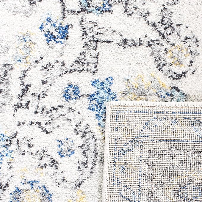SAFAVIEH Madison Collection Runner Rug - 2'3" x 16', Grey & Ivory, Snowflake Medallion Distressed Design, Non-Shedding & Easy Care, Ideal for High Traffic Areas in Living Room, Bedroom (MAD603F)