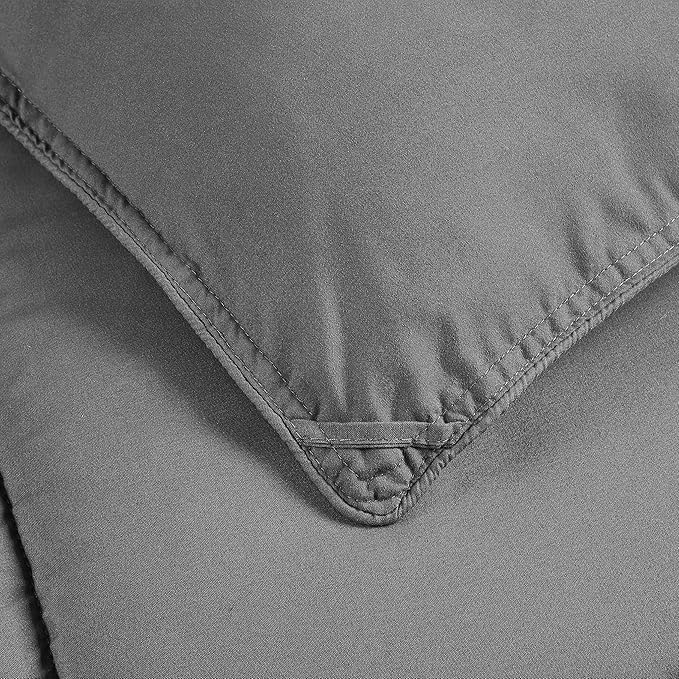 Chezmoi Collection 3-Piece All Season King Comforter Set Gray, Soft Quilted Down Alernative Duvet Insert with Corner Tabs, Lightweight Microfiber Bedding, 102 x 90 Inches