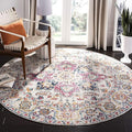 SAFAVIEH Madison Collection Area Rug - 8' Round, Purple Pink Fuchsia & Ivory, Boho Chic Distressed Design, Non-Shedding & Easy Cleaning, Ideal for Living Room, Bedroom, Office, Dining Space (MAD603R)