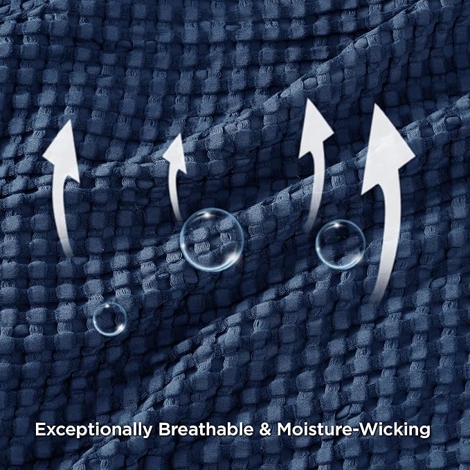 Bedsure Cooling Cotton Waffle Oversized King Blanket - Lightweight Breathable Rayon Derived from Bamboo for Hot Sleepers, Luxury Throws for Bed and Sofa, Navy, 120x96 Inches