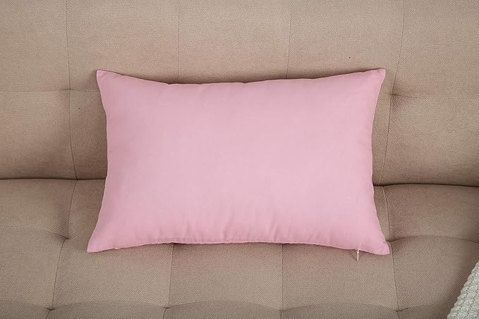 TangDepot Handmade Decorative Solid 100% Cotton Canvas Throw Pillow Covers/Pillow Shams, (12"x20", Salmon Pink)