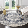 SAFAVIEH Madison Collection 10' Round Cream / Navy MAD603D Oriental Snowflake Medallion Distressed Non-Shedding Dining Room Entryway Foyer Living Room Bedroom Area Rug