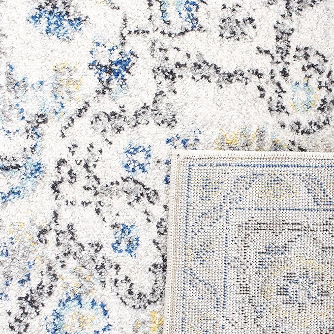 SAFAVIEH Madison Collection Runner Rug - 2'3" x 14', Turquoise & Ivory, Snowflake Medallion Distressed Design, Non-Shedding & Easy Care, Ideal for High Traffic Areas in Living Room, Bedroom (MAD603K)