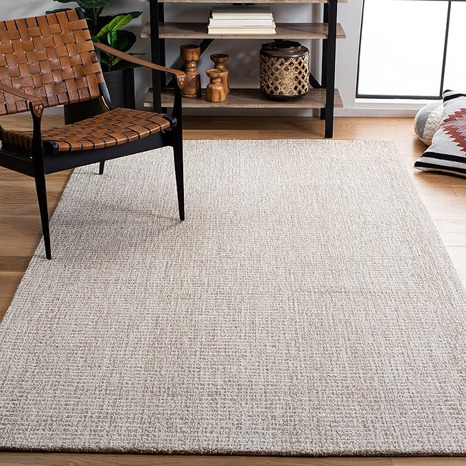 SAFAVIEH Abstract Collection Area Rug - 6' x 9', Ivory & Grey, Handmade Wool, Ideal for High Traffic Areas in Living Room, Bedroom (ABT468G)