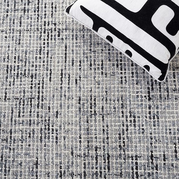 SAFAVIEH Abstract Collection Area Rug - 9' x 12', Dark Grey & Ivory, Handmade Wool, Ideal for High Traffic Areas in Living Room, Bedroom (ABT468H)