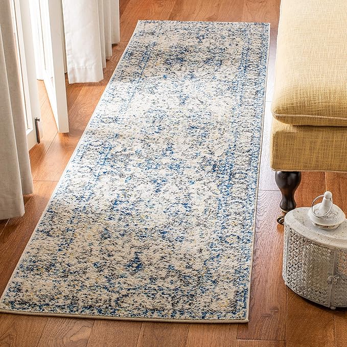 SAFAVIEH Madison Collection Runner Rug - 2'3" x 16', Grey & Ivory, Snowflake Medallion Distressed Design, Non-Shedding & Easy Care, Ideal for High Traffic Areas in Living Room, Bedroom (MAD603F)