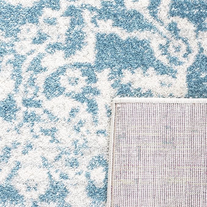 SAFAVIEH Madison Collection X-Large Area Rug - 11' x 15', Teal & Ivory, Snowflake Medallion Distressed Design, Non-Shedding & Easy Care, Ideal for High Traffic Areas in Living Room, Bedroom (MAD603J)
