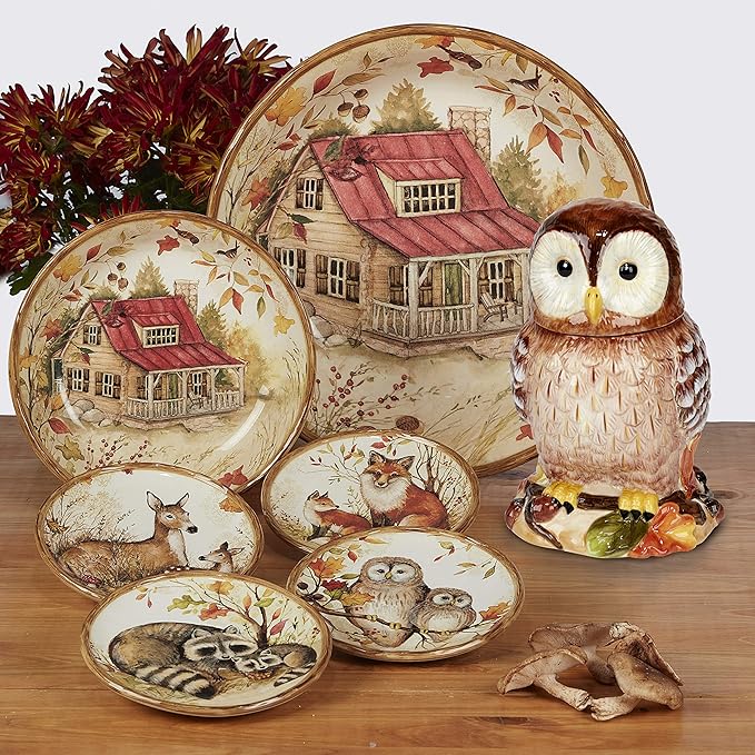 Certified International Pine Forest 10.5'' Dinner Plates, Large, Multicolor, Set of 4