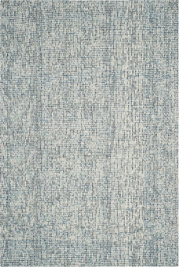 SAFAVIEH Abstract Collection Area Rug - 6' x 9', Blue & Charcoal, Handmade Wool, Ideal for High Traffic Areas in Living Room, Bedroom (ABT468B)