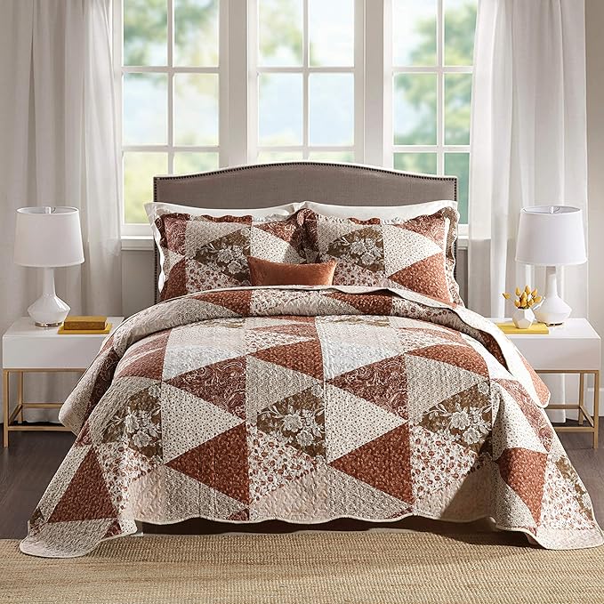 Travan 3-Piece Queen Quilt Sets with Shams Oversized Bedding Bedspread Reversible Coverlet Set, Queen Size