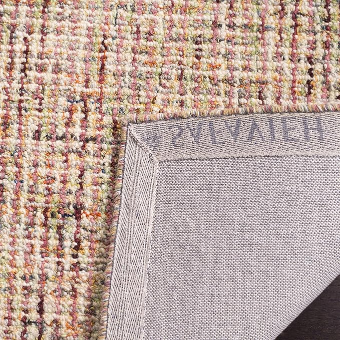 SAFAVIEH Abstract Collection Area Rug - 10' x 14', Beige & Rust, Handmade Wool, Ideal for Living Room, Bedroom, Dining Room (ABT468A-10)