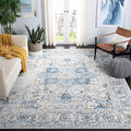 SAFAVIEH Madison Collection Area Rug - 9' x 12', Turquoise & Ivory, Snowflake Medallion Distressed Design, Non-Shedding & Easy Care, Ideal for High Traffic Areas in Living Room, Bedroom (MAD603K)