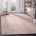 SAFAVIEH Abstract Collection Area Rug - 6' Square, Beige & Pink, Handmade Wool, Ideal for High Traffic Areas in Living Room, Bedroom (ABT468A)