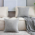 Home Brilliant Throw Pillow Covers 18 x 18 Set of 2 Striped Velvet Corduroy Gray Couch Pillow Covers Decorative Throw Pillow Covers for Couch Chair Bed, 18x18 inch, Light Grey