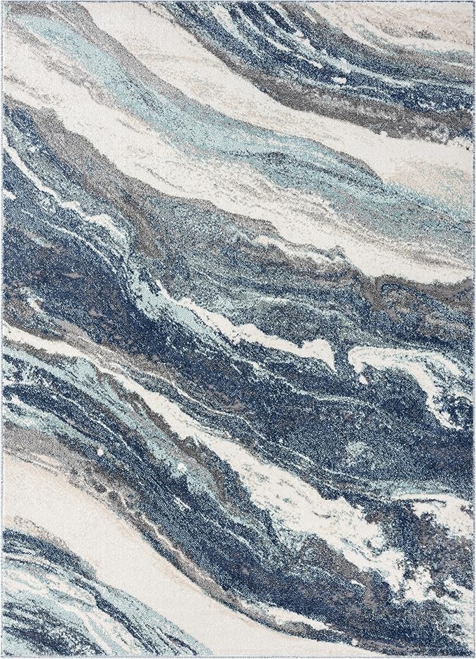 LUXE WEAVERS Lagos Collection 7983 Blue 2x7 Art Deco Area Rug