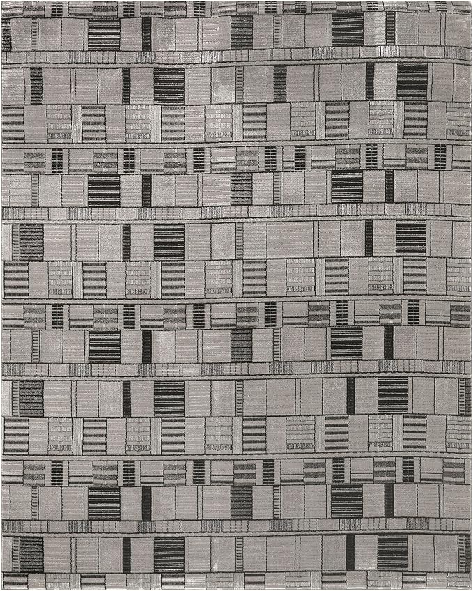 Nourison Home Nordic Black Grey 8' x 10' Scandinavian Area Rug - Easy Clean, Non Shedding, Bed Room, Living Room, Dining Room, Kitchen (8' x 10')