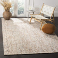 SAFAVIEH Abstract Collection Area Rug - 4' Square, Gold & Blue, Handmade Wool, Ideal for High Traffic Areas in Living Room, Bedroom (ABT468D)
