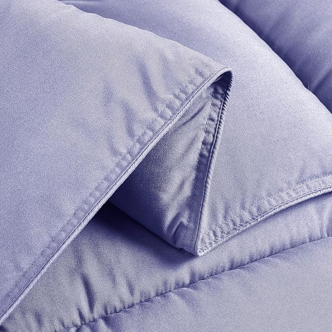 Chezmoi Collection 3-Piece All Season Oversized King Comforter Set Lavender, Soft Quilted Down Alernative Duvet Insert with Corner Tabs, Lightweight Microfiber Bedding, 110 x 96 Inches