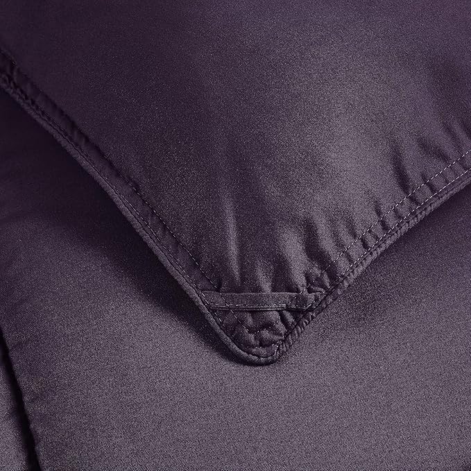 Chezmoi Collection 3-Piece All Season King Comforter Set Dark Purple, Soft Quilted Down Alernative Duvet Insert with Corner Tabs, Lightweight Microfiber Bedding, 102 x 90 Inches