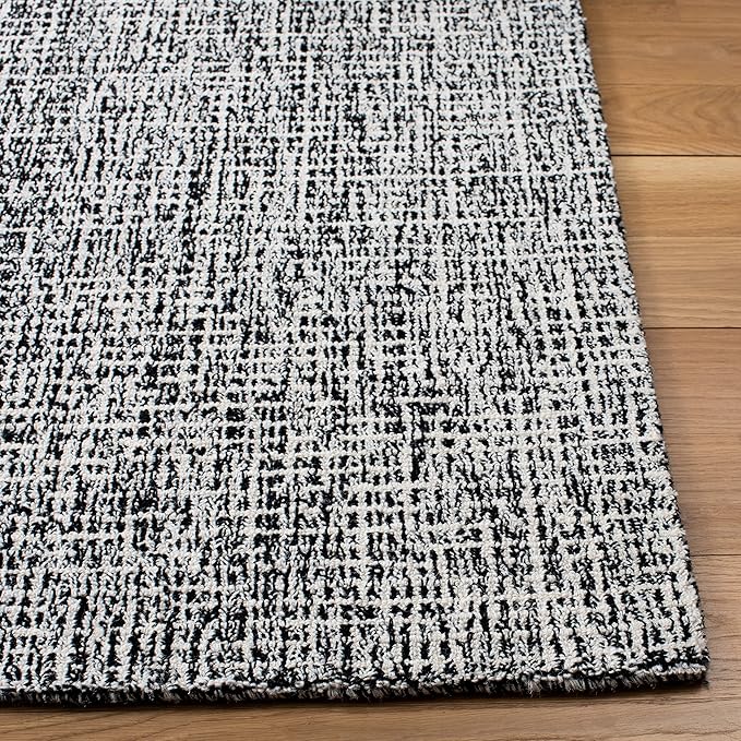 SAFAVIEH Abstract Collection Accent Rug - 2' x 3', Black & Ivory, Handmade Wool, Ideal for High Traffic Areas in Entryway, Living Room, Bedroom (ABT468Z)