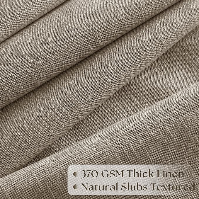 Pinch Pleated Linen Curtains 96 Inches Long 70 Inch Width Light Filtering Window Curtains 96 Inch Living Room Bedroom Pinch Pleat Drapes Patio Door Large Window Taupe Burlywood Birch 1 Panel 70Wx96L